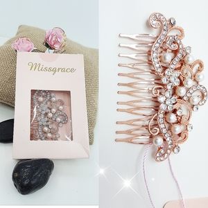 Missgrace Hair Comb🌸Rhinestones Pearl |Bridal Headpiece Hair Pin